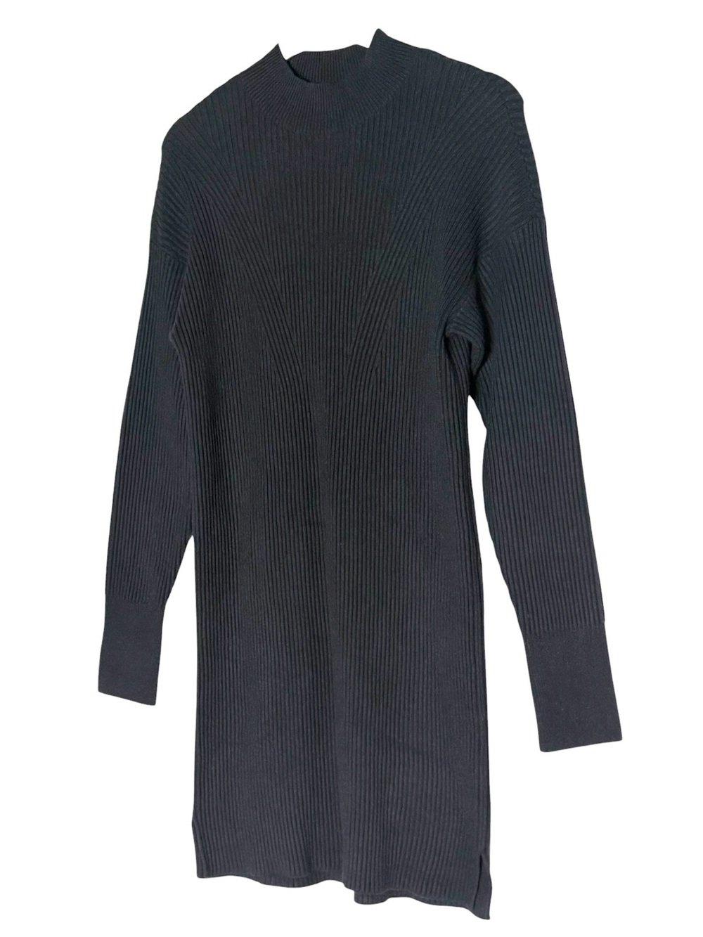 Abercrombie & Fitch Ribbed Chunky Knit Long Sleeve Mock Neck Black Dress Size MT